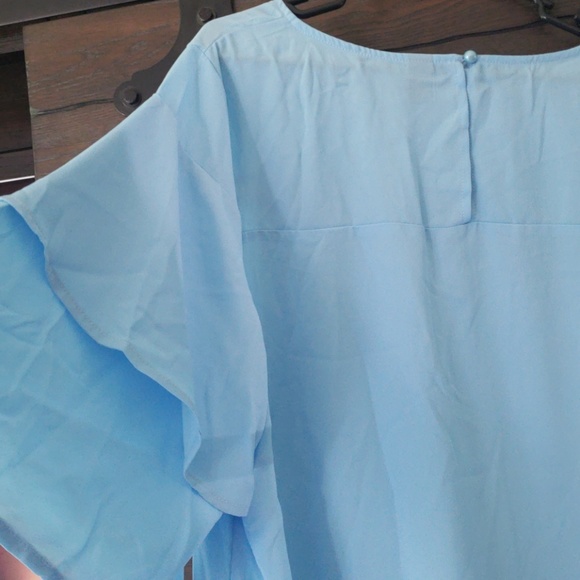 Baby Blue BOHO Ruffle Sleeve blouse - Picture 4 of 4